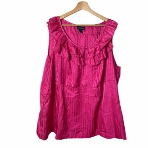 LANE BRYANT Sleeveless Pink Ruffled Neckline Top
